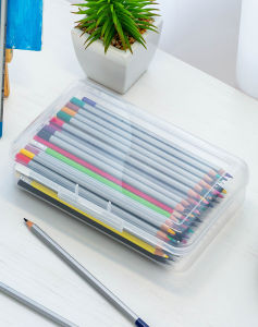 Large Capacity Transparent Plastic PP Pencil Case Childrens Stationery Box Boys Cute Mask Storage Box Artistic Sketch Pencil Case