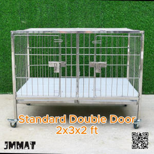 2x3x2 ft - Standard Double Door 304 Stainless-Steel Heavy-Duty Cage - Dog Cage/Crate - Pet Cage