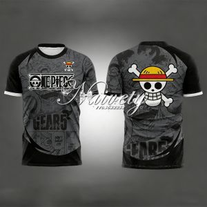 Bandai | 2026 Summer One Piece Gear 5 Retro 3D Print T-Shirt Adult Kids Harajuku Breathable Quick Dry Outdoor Sports Short Sleeve Tee