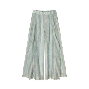 Seersucker Stripe Design Lyocell Blend Airy Feel Trousers Skirt Pants