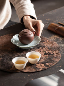 Chinese Style round Dry Puff Tea Table Heat Resistant Mat Double Sided Retro Tablecloth Zen Spirit Incense Cloud Silk Tea Cloth