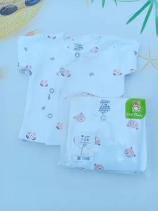 Áo Sơ Sinh Ngắn Tay Cài Lệch VT KIDS Chất thun lạnh Siêu Mềm Mát Cho Bé Trai và Bé Gái