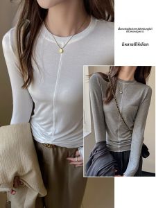 MiiOW | เสื้อยืดคอกลมแขนยาวผู้หญิง MiiOW Cat ฤดูใบไม้ร่วง 2025 เสื้อชั้นในทรงพอดีตัว ทรงหลวม สไตล์เรียบง่าย สีสันสดใส