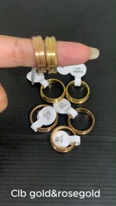 Cincin Premium Titanium Kotak Gold Rose Gold Wanita Anti Karat Anti Luntur 316L Lz Dg