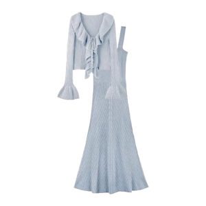 Bộ Đồ Hai Mảnh Áo Len Dài Tay Mùa Thu Đầu Tiên Và Váy Đuôi Cá Cho Nữ Bộ Trang Phục Thời Trang Phim Hàn Quốc