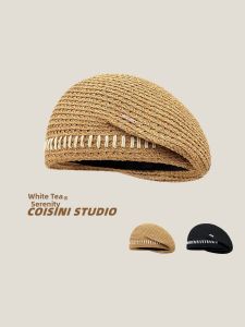 Retro Hollow Out Beret Hat Face Slimming Large Head Circumference