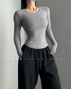 Slim Fit Yoga Clothes Long Sleeve Thin Fleece Show Body Shape Sandglass Type Sports Top Fitness Inner Wear Base Layer for Women