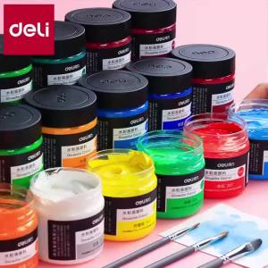 Bộ Sơn Acrylic Deli 100ml Màu Sắc Phong Phú Không Độc Hại Khô Nhanh Độ Phủ Cao Dùng Cho Tranh Vẽ Tường Đồ Thủ Công DIY Mô Hình.