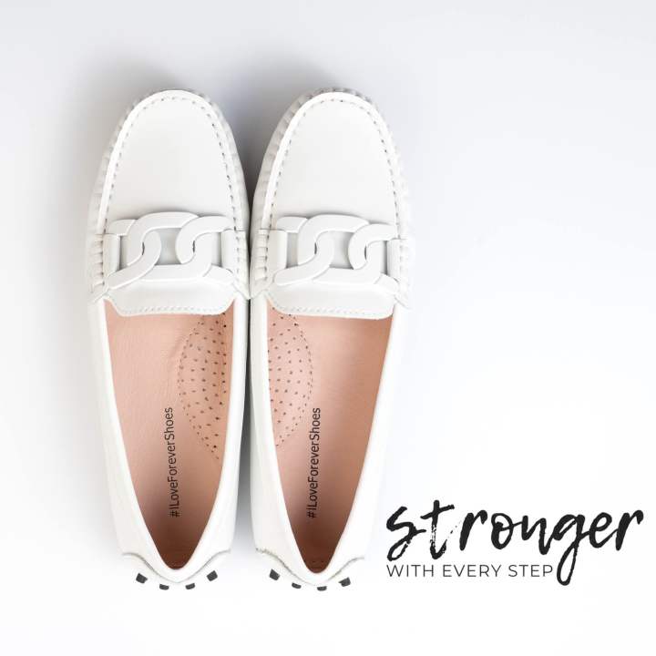 Forever Shoes - IDOL IN WHITE รองเท้าหนังวัวแท้ นุ่มสบาย มีSupport ...