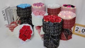 CA Style Round Shape Flower Bouquet - 8 Stalks Artificial Flower Bouquet With LED Light (Happy Birthday/ Surprise Bouquet / Valentine Bouquet )