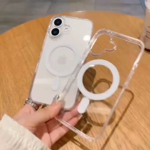 Four Corners Thickened Shockproof Magnetic Charging Phone Case for IPhone 11 14 13 12 Pro Max 7Plus 8 Plus XR XS X Plus Clear Soft Silicone Back Cover