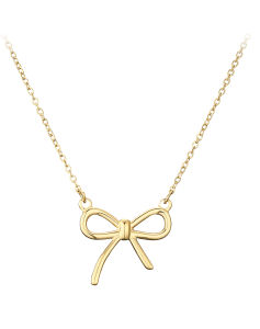 Fashionable Simplicity Butterfly Knot IPG14K Titanium Steel Necklace for Women Rose Gold Plated Lock Clasp Pendant Cross Chain Design