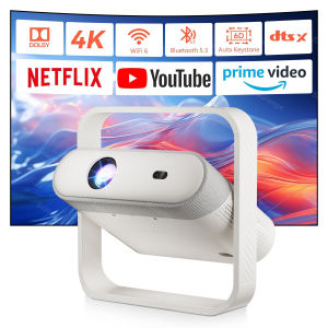 Salange | Salange 1080P Projector Android Auto Focus BT5.4 WIFI6 70mm Ultra-Thin RGB Ambient Light HiFi Speaker for Home Cinema P40