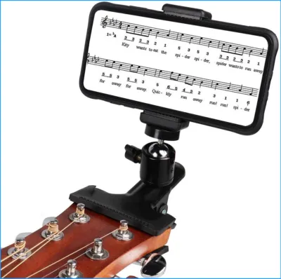 Classical Guitar Phone Holder - Adjustable & Rotatable Guitar Mount for Guitars/Ukulele Universal Smartphone Compatibility