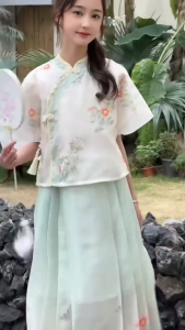 +LITTLE MUSHROOMS+ GIRLS KIDS CHINESE TRADITIONAL ETNIC FESTIVE CULTURAL OUTFIT COSTUME | HANFU MAMIAN PLEATED SKIRT | CNY RACIAL HARMONY DAY | 2025 NEW DESIGNS