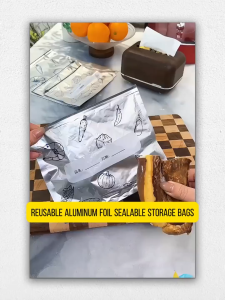 10Pcs Aluminum Foil Food Storage Bags Resealable Fresh-Keeping Pouches S/M/L Sizes