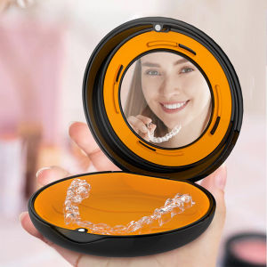Invisible Orthodontic Retainer Storage Box Portable Breathable Denture Case with Mirror Dental Appliance Organizer