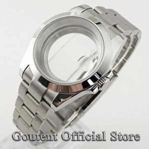Goutent new 36/39mm Sapphire Crystal Silver Mens Watch Case Fit NH34 NH35 NH36 ETA 2824 PT5000 Automatic Movement
