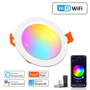 Tuya WiFi ZigBee LED Downlight 5W 7W 10W 15W RGB Smart Ceiling Lamp AC85-265V Dimmable APP Remote Control Smart Life For Bedroom