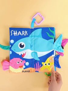 Baby animal tail 3D soft cloth book Infant Early Learning Sensory Book. With built-in squeaker.