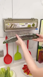 COD Refillable Plastic Wrap Dispenser with Slider Cutter Plastic Cling Wrap Food Wrap Stretch Clear Kitchen Food Fresh Keeping Storage Tool