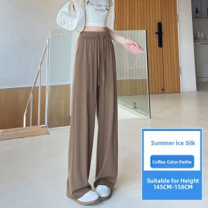 YAMIANNV | Summer Thin Wide Leg Pants Womens Mulberry Silk Drape Straight Casual High Waist Extended Ice Silk Floor-Length Trousers
