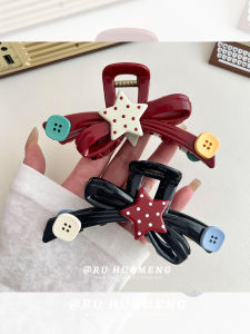Large Polka Dot Star Button Butterfly Knot Hair Clips Multicolor Shark Bite Hair Grips Trendy Fashion Accessories for Women