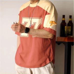 [XS-5XL] Number 77 T-shirt for men and women fashionable casual short-sleeved couple T-shirt street Harajuku top