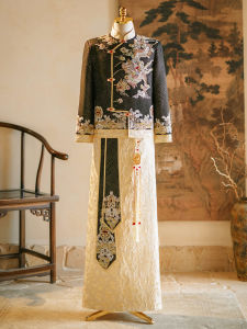 New Mens Cheongsam Wedding Gown 2025 New Summer Chinese Style Wedding Clothes Dragon And Phoenix Dress for Groom Pickup