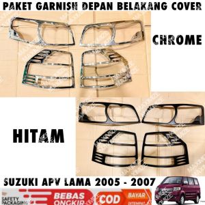 Paket Garnish Lampu Depan Belakang Suzuki Apv Lama 2005 2006 2007 Hitam Chrome