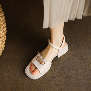 Large Size Low Heel Sandals Womens 41-43 Open Toe Roman Style Shoes Womens Summer Thick Sole with Chunky Heel Womens Shoes 40