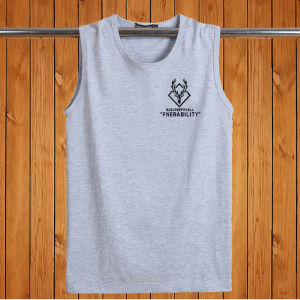 Loose Fit Cotton Sport Vest Mens Summer Trendy Brand Ins Sleeveless Gym T-Shirt White Base Shirt Short Sleeve round Neck Print