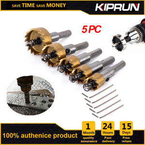 KIPRUN 5ชิ้น ดอกคาร์ไบด์ HSS ชุดเลื่อยหัวเจาะเจาะไม้โลหะ เครื่องมือตัดหลุม การติดตั้งล็อค 16/18.5/20/25/30มม