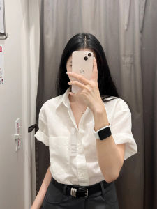 French Style White Cotton and Linen Short-Sleeved Shirt Womens Summer Thin Small Loose Shirt Professional Commute Linen Tops
