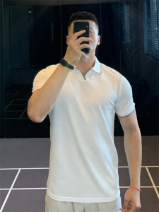 Patchwork Contrast Color Mens Polo Shirt Short Sleeve