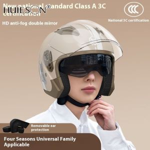 HUIESON Mũ bảo hiểm xe máy điện cho nữ và nam mũ bảo hiểm nửa đầu Pin điện mũ bảo hộ ấm mùa đông
