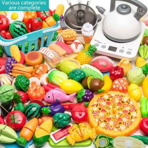 74PCS-25PCS Happy Meal Safe Kitchen Cooking Toy Set Children Pretend Play Plastic Cutting Toys Cut Fruit Vegetable Cartoon Mini Kitchen Toys for Kids Play