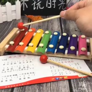 Kids Toys 8 Keys Kalimba African Solid Mahogany and Golden Bamboo Percussion Piano Gift