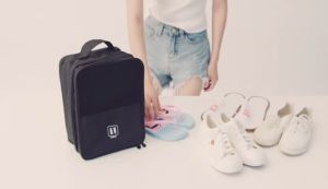 Black/Grey Travel Three Layers Shoe Organizer Shoe Bag Portable Waterproof Fashion Travel Shoes Storage Bag Can Hung On The luggage