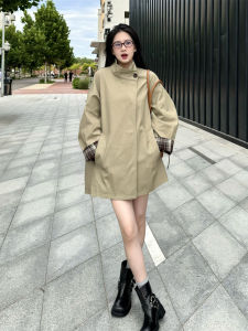 BUYUYAFAN | French Elegant Plaid Contrast Color Thin Stand Collar Womens Coat Early Autumn British Style Retro Small Size Checkered Coat