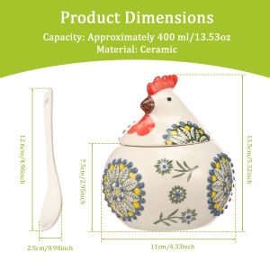 Ceramic Salt Cellar Chicken Salt Jar Kitchen Countertop Salt Holder for CounterCoffeeSugarSpices&CandiesSalt Containers