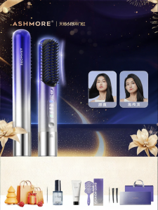 ASHMORE Negative Ion Wireless Portable 2-in-1 Styling Comb & Curling Iron