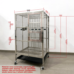 Large Stainless Steel Parrot Cage Metal Bird Pet Parrot Cage with Anti-Escape Design for Grey Parrots Star Brand