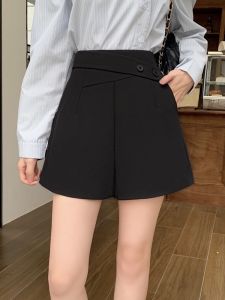 Casual Suit Shorts Womens Mini Size Belly Cover Design plus Size Hip Cover Outdoor Wear Black Versatile Slimming Pants