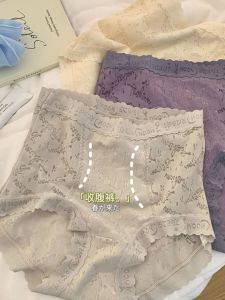 High Waist Lace Briefs Womens Tummy Control Small Belly Lift Butt plus Size Triangle Shorts Purple New Style Underwear
