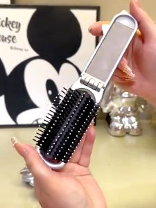 Kawaii Makeup Mirror Kuromi Melody Cinnamoroll Folding Airbag Comb Portable Mirror Foldable Compact Mirror