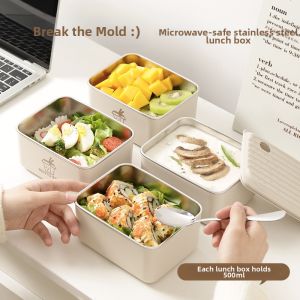 Microwave Safe Portable Insulated Stainless Steel Lunch Box Square