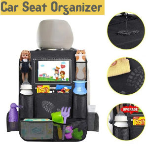 Car Back Seat Organizer with Touch Screen Tablet Holder Automatic Storage Pocket Protector for Travel