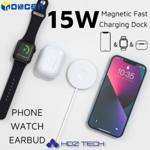 INOVAGEN 3 in 1 Fast 15W Wireless Magsafe Charging Pad10W15W Fast Charging Station Suit For PhoneEarbudsWatchDesk C Port Charging Dock