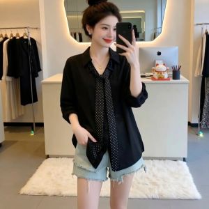 AIYITI | Áo Blouse Dáng Rộng Cổ V Tay Ngắn Kích Thước Lớn Elegent